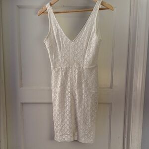 Zara Ivory Lace V-Neck Dress